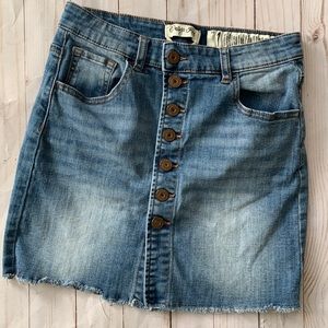 Women’s denim skirt, size 1, light wash, button down